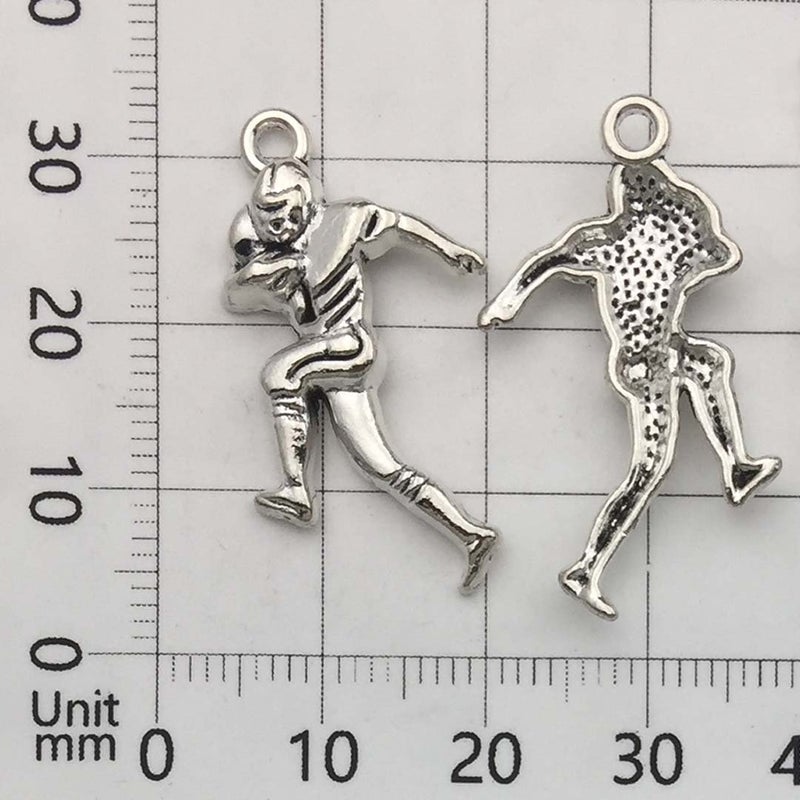 Youdiyla 60PCS Football Theme Charms Collection - Mixed Antique Silver Rugby Player Helmet Metal Alloy Pendants for Jewelry Making DIY Findings (M131) - Image 4